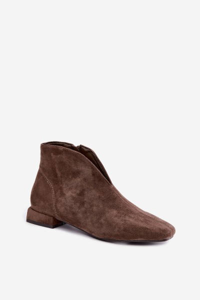 Low Ankle Boots with Cutout and Zipper Flat Heel Dark Green Canella 2