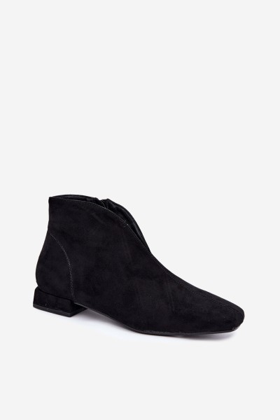 Low Ankle Boots with Cutout and Zipper Flat Heel Black Canella 2