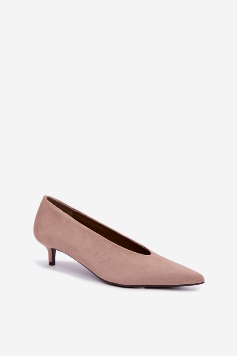 Beige Suede Kitten Heel Pumps Nuretta