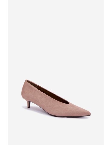 Beige Suede Kitten Heel Pumps Nuretta