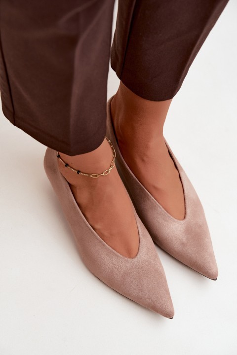 Beige Suede Kitten Heel Pumps Nuretta