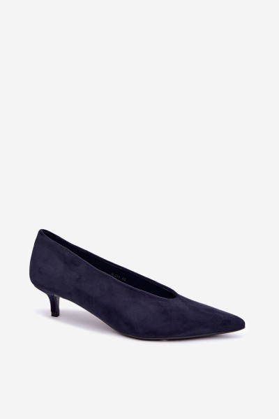 Suede Kitten Heel Pumps in Navy Blue Nuretta 2