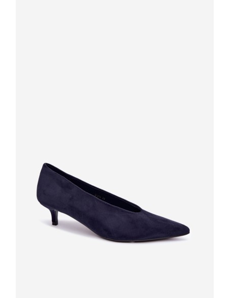 Suede Kitten Heel Pumps in Navy Blue Nuretta