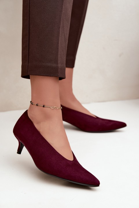 Burgundy Suede Kitten Heel Pumps Nuretta
