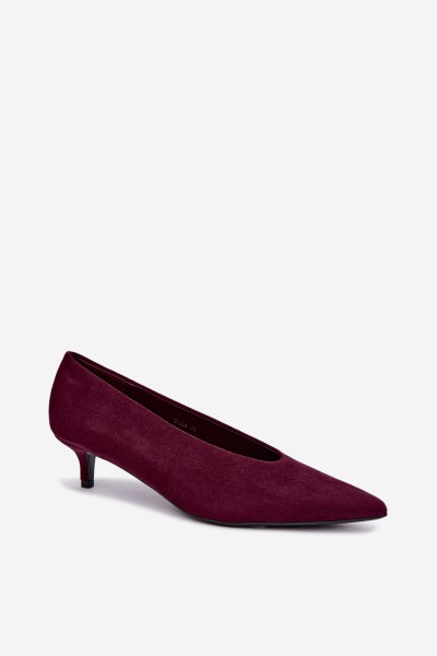 Burgundy Suede Kitten Heel Pumps Nuretta 2