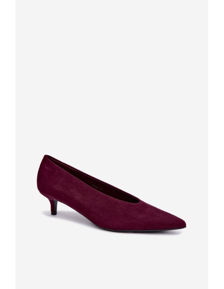 Burgundy Suede Kitten Heel Pumps Nuretta