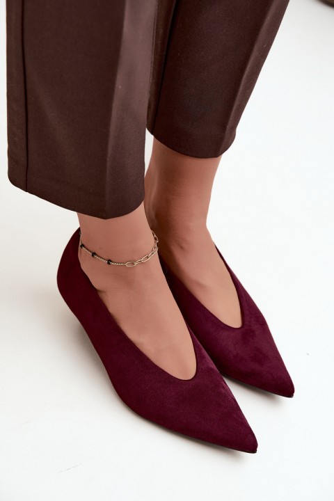 Burgundy Suede Kitten Heel Pumps Nuretta