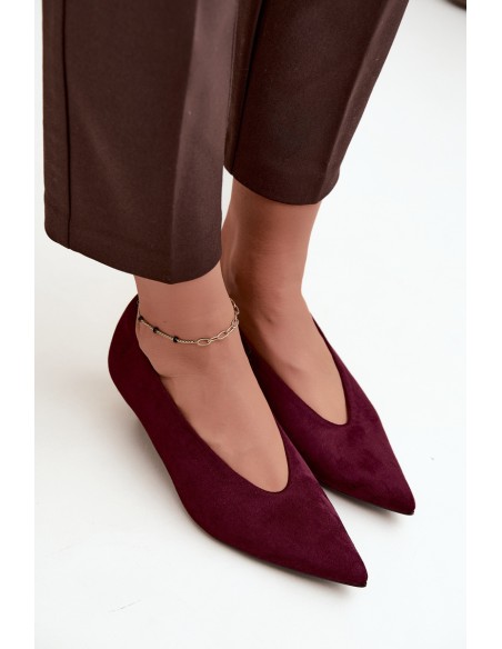 Burgundy Suede Kitten Heel Pumps Nuretta