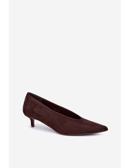 Suede Kitten Heel Pumps in Chocolate Brown Nuretta