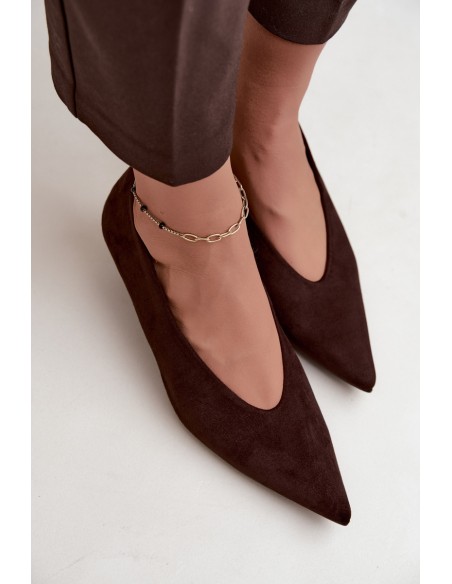 Suede Kitten Heel Pumps in Chocolate Brown Nuretta