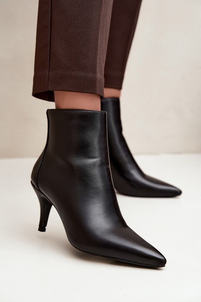 Black Eco Leather High Heel Boots With Pointed Toe Niretta