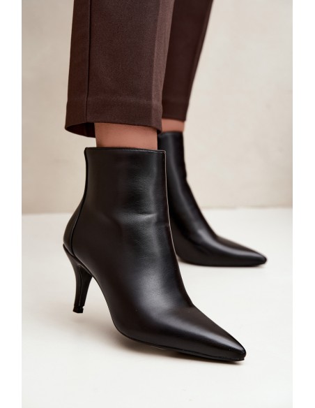 Black Eco Leather High Heel Boots With Pointed Toe Niretta