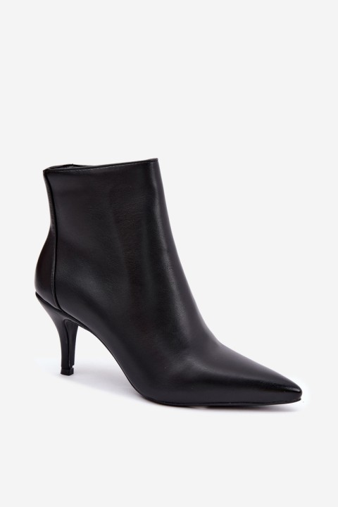 Black Eco Leather High Heel Boots With Pointed Toe Niretta