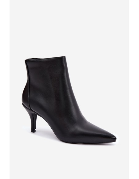 Black Eco Leather High Heel Boots With Pointed Toe Niretta