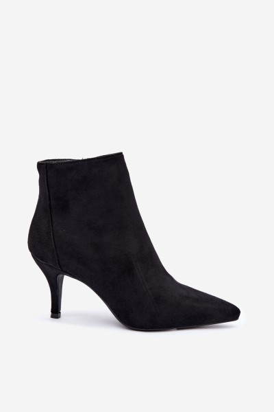 Black High Heel Ankle Boots With Pointed Toe Eco Suede Niretta 2