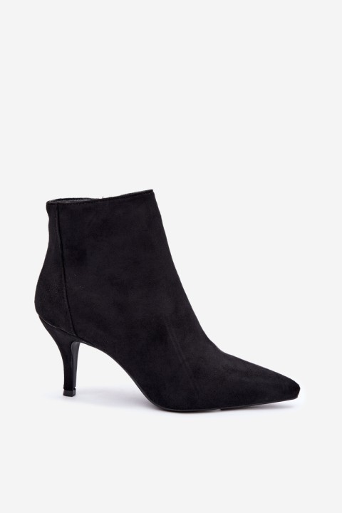 Black High Heel Ankle Boots With Pointed Toe Eco Suede Niretta