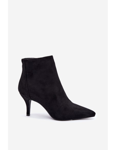 Black High Heel Ankle Boots With Pointed Toe Eco Suede Niretta