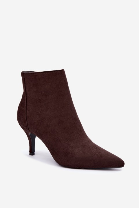 Chocolate Ecco Suede Pointed Toe High Heel Boots Niretta