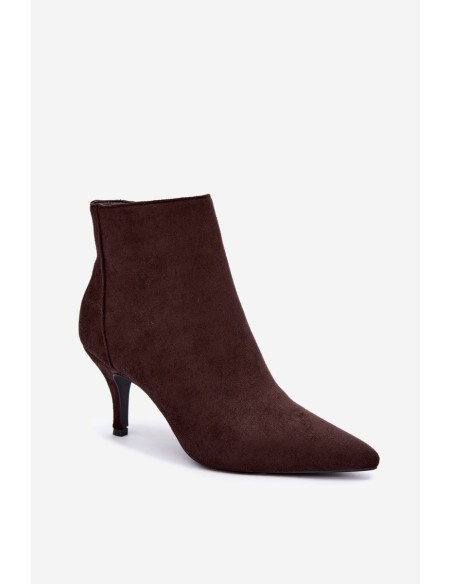 Chocolate Ecco Suede Pointed Toe High Heel Boots Niretta