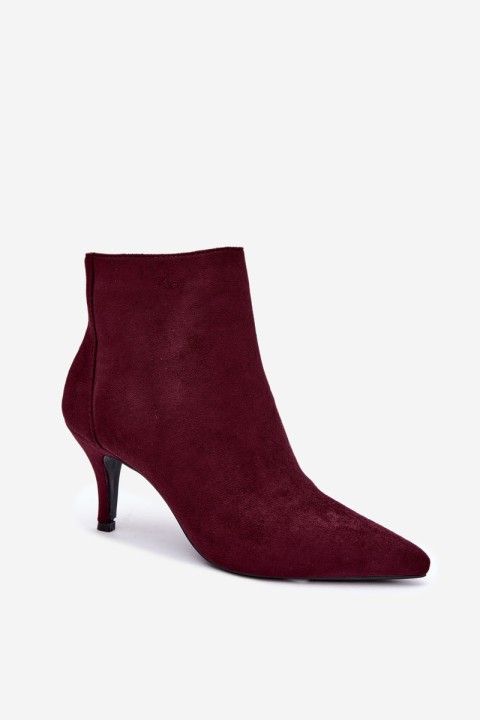 Women's High Heel Ankle Boots With Pointed Toe Eco Suede Bordeaux Niretta