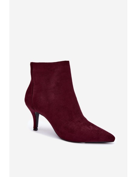 Women's High Heel Ankle Boots With Pointed Toe Eco Suede Bordeaux Niretta