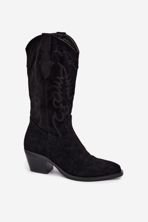 Women's Cowboy Boots with Heel Eco Suede Black Jarissa