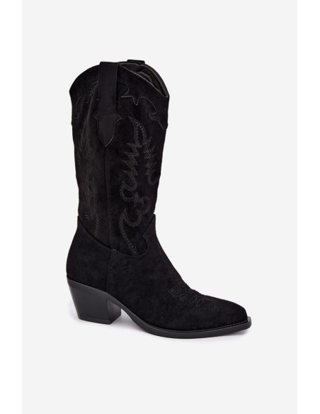 Women's Cowboy Boots with Heel Eco Suede Black Jarissa