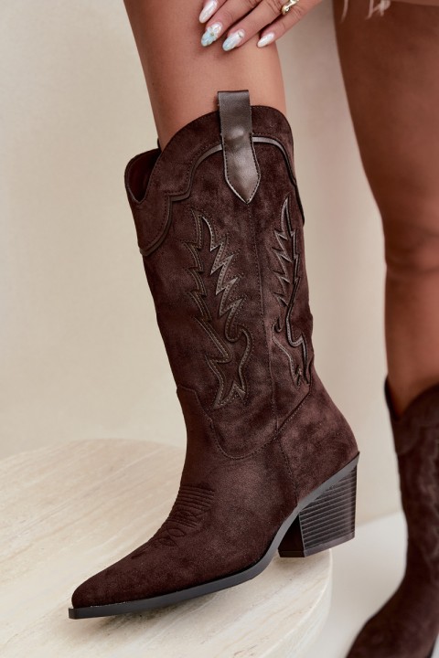 Women's Cowboy Boots with Heel Eco Suede Brown Jarissa