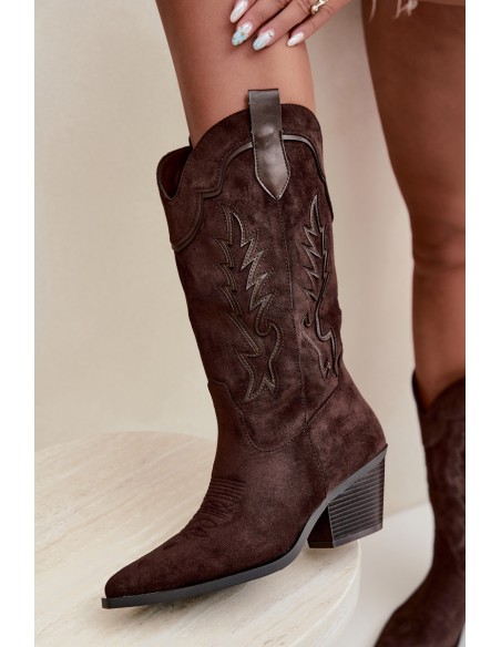 Women's Cowboy Boots with Heel Eco Suede Brown Jarissa