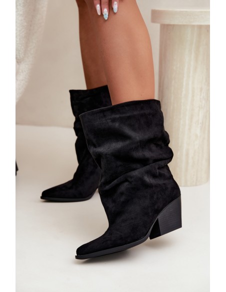 Women's Wrinkled Ankle Boots With Cut Heel Cazela