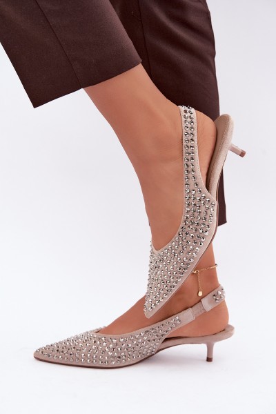 Women's Kitten Heel Sandals With Buckles Beige Madden