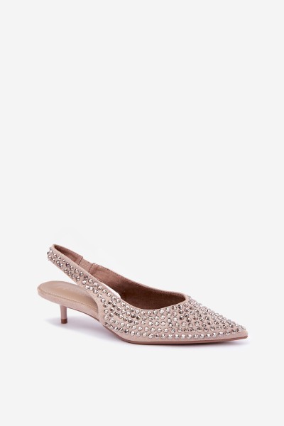 Women's Kitten Heel Sandals With Buckles Beige Madden 2