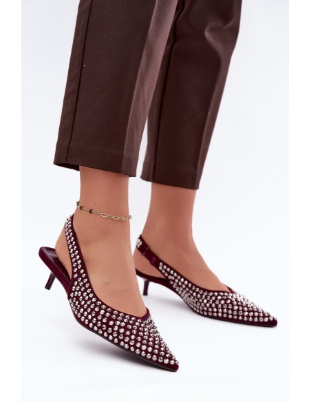 Women's Kitten Heel Sandals With Buckles Bordeaux Madden