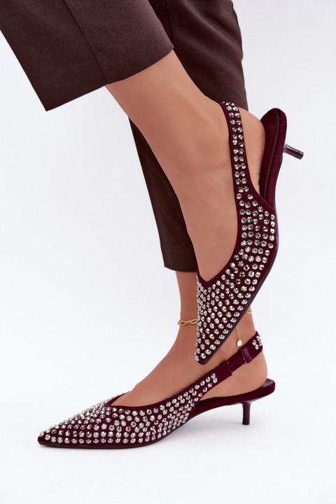 Women's Kitten Heel Sandals With Buckles Bordeaux Madden
