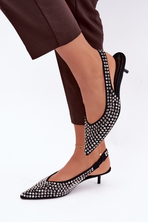 Women's Kitten Heel Sandals With Buckles Black Madden