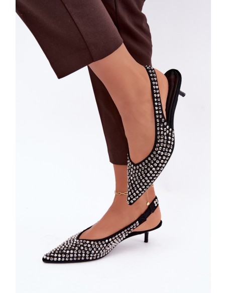 Women's Kitten Heel Sandals With Buckles Black Madden