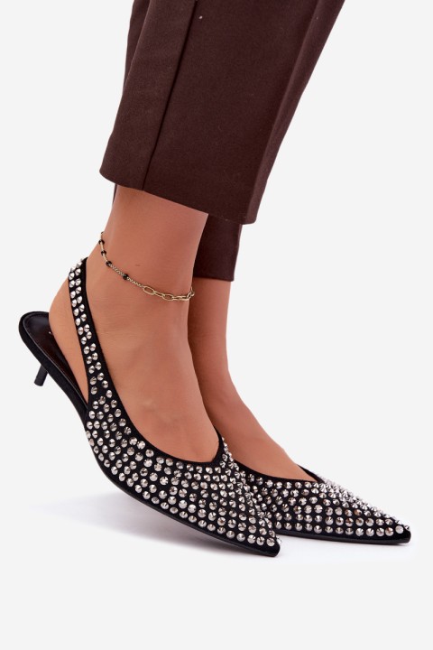 Women's Kitten Heel Sandals With Buckles Black Madden