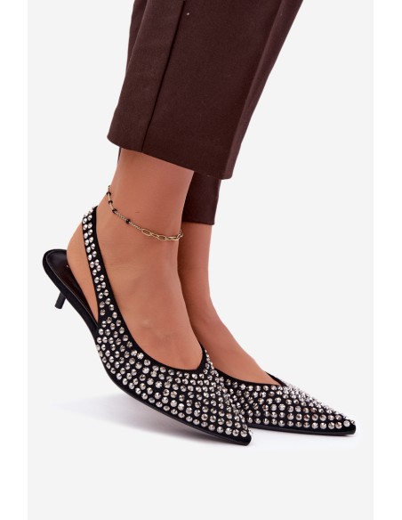 Women's Kitten Heel Sandals With Buckles Black Madden