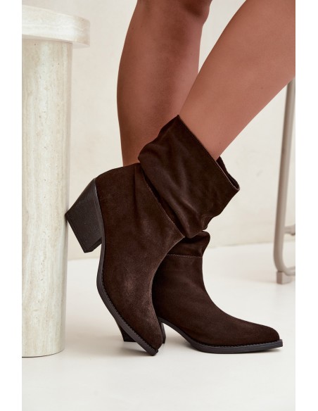 Women's Suede Ankle Boots with Wrinkled Sole Chocolate Merrin