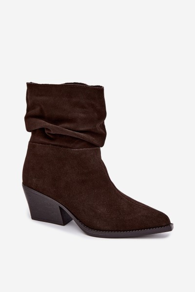 Women's Suede Ankle Boots with Wrinkled Sole Chocolate Merrin 2