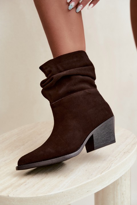 Women's Suede Ankle Boots with Wrinkled Sole Chocolate Merrin