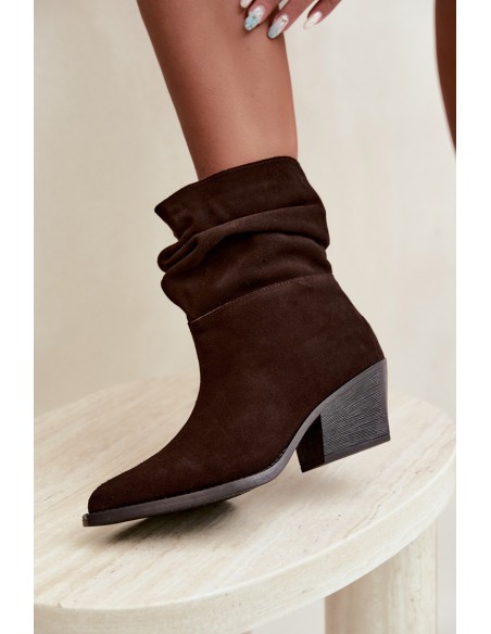 Women's Suede Ankle Boots with Wrinkled Sole Chocolate Merrin