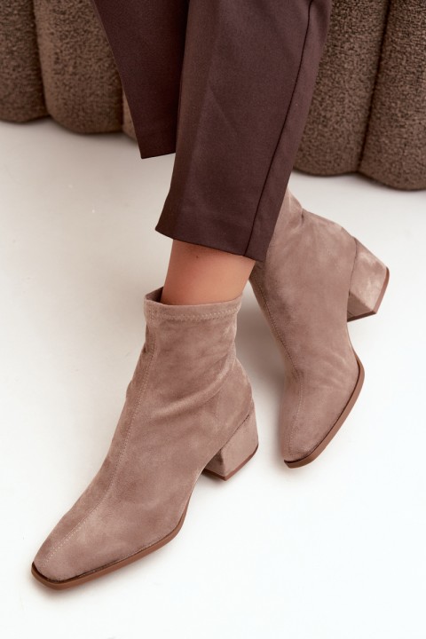 Women's Block Heel Ankle Boots Khaki Rosley