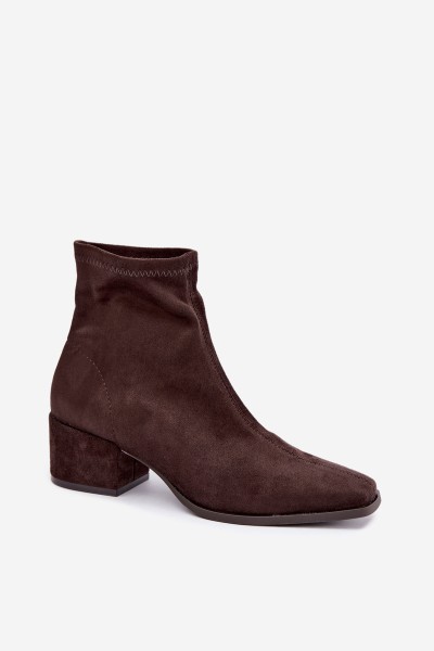 Women's Block Heel Ankle Boots Chocolate Rosley
