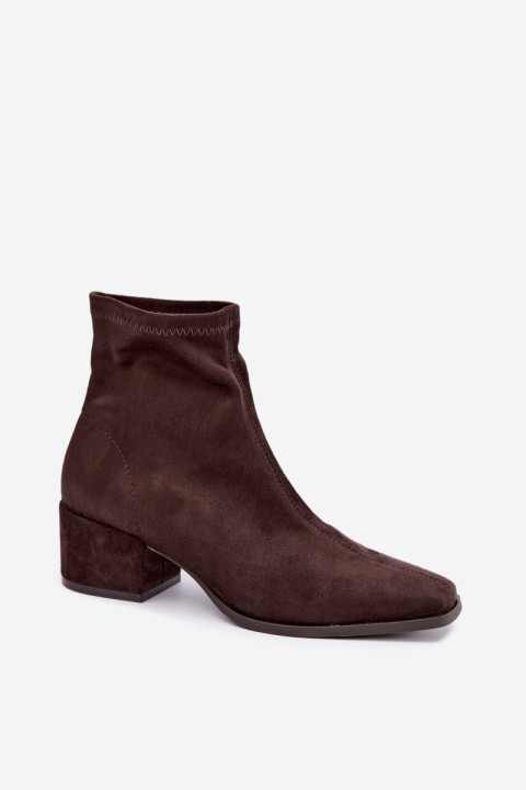 Women's Block Heel Ankle Boots Chocolate Rosley