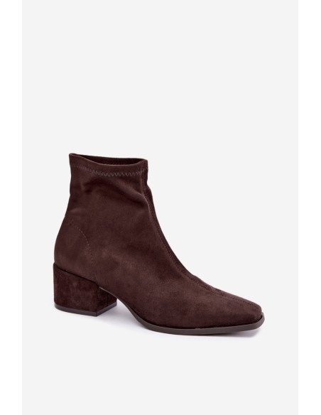 Women's Block Heel Ankle Boots Chocolate Rosley