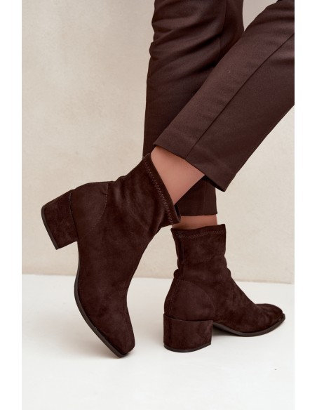 Women's Block Heel Ankle Boots Chocolate Rosley
