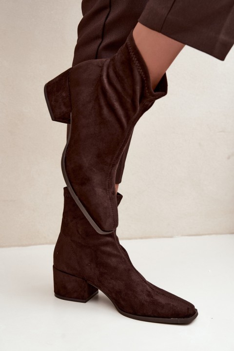 Women's Block Heel Ankle Boots Chocolate Rosley