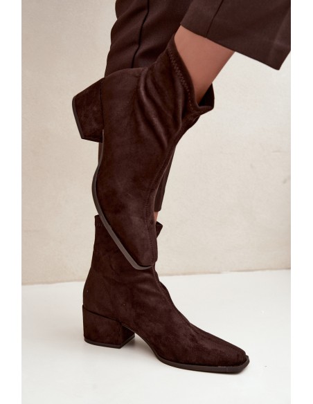 Women's Block Heel Ankle Boots Chocolate Rosley