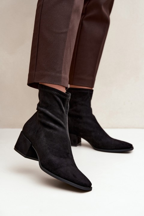 Women's Block Heel Ankle Boots Black Rosley